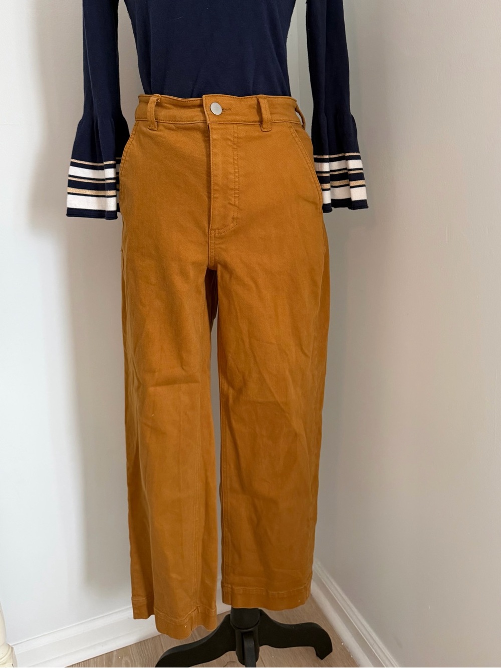 Everlane Cropped Straight Leg Pants Size 4 Caramel Brown High Rise Cotton Chino